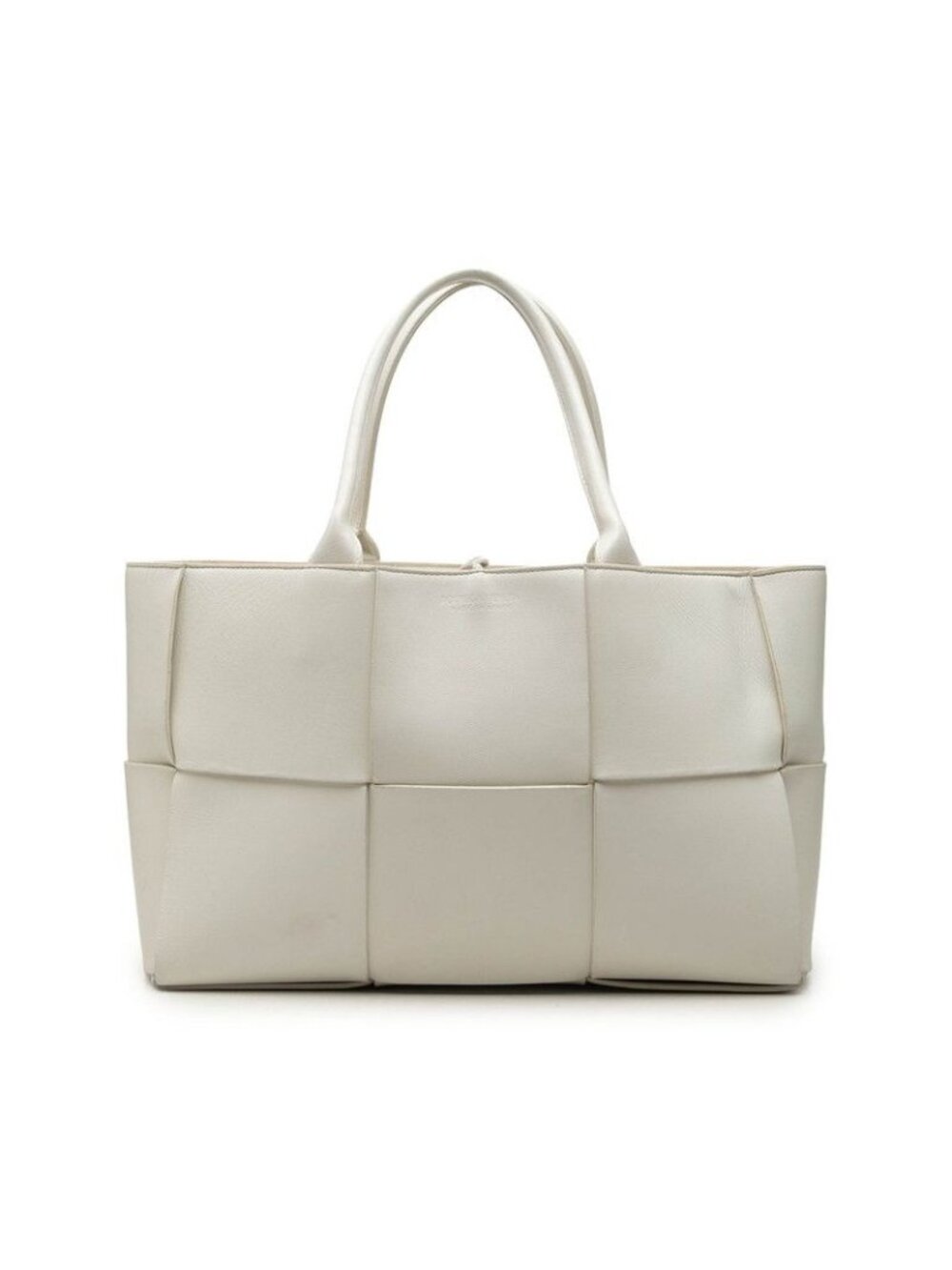 Bottega Veneta Maxi Intrecciato Arco Tote Shoulder Bag White Leather